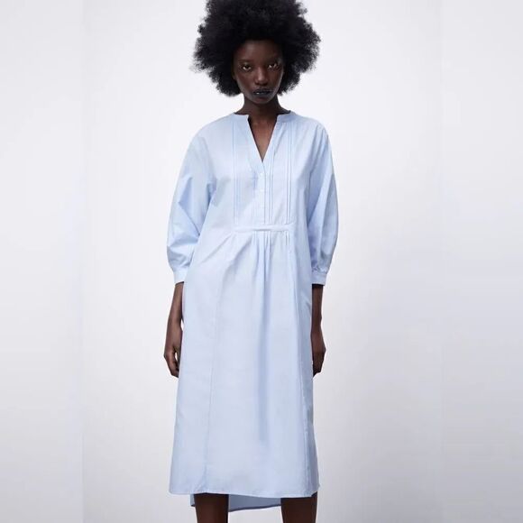 ZARA PIN TUCK TUNIC DRESS - Picture 8 of 9